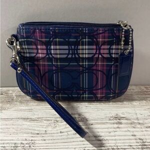 Coach Women's Multi Color Signature Plaid Canvas Mini Bag/Wristlet